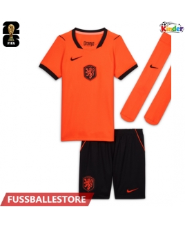 Günstige Niederlande Heimtrikotsatz Kinder WM 2026 Kurzarm (+ Kurze Hosen)